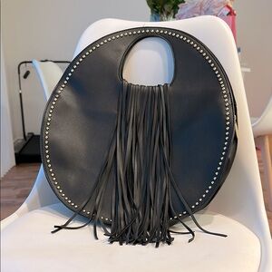 Black Fringe Studded Women's Purse